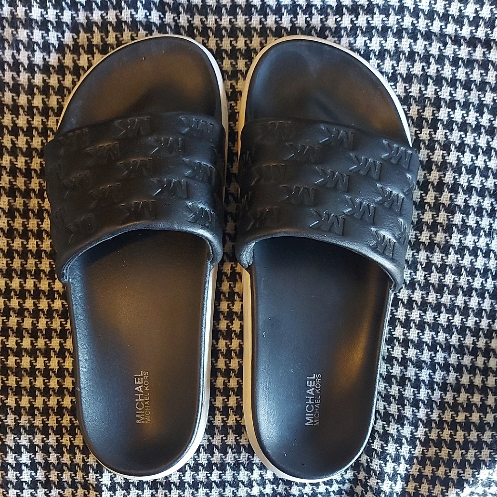 Michael Kors Embossed Black Slides